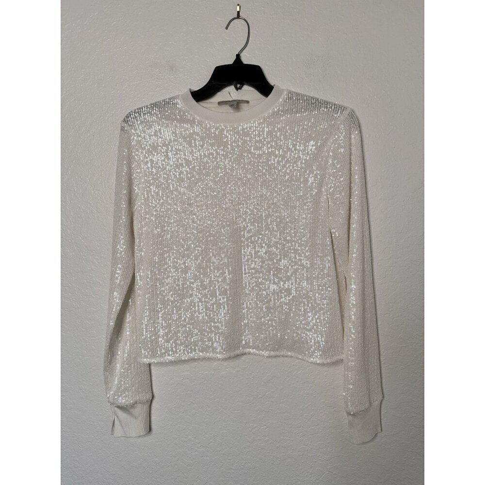 Allsaints Juela Women's White Sequined Stretch Sweater‎ Lined Size Medium - Picture 2 of 6